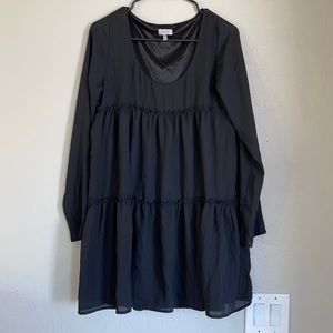 Black long sleeved baby doll dress